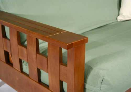 Lambton Warm Cherry Twin Chair Wall Hugger Futon Frame by Strata Furniture