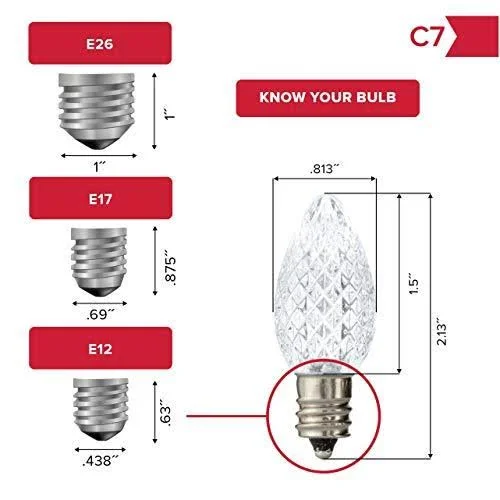 Holiday Lighting Outlet Faceted C7 Christmas Lights - Sun Warm White LED Light