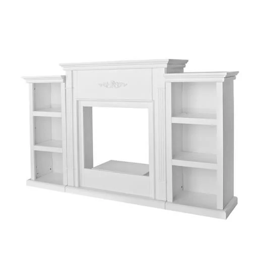 Barton 70x22 Media TV Stand for Portable Fireplace Bookcases Large (White-Stand Only)