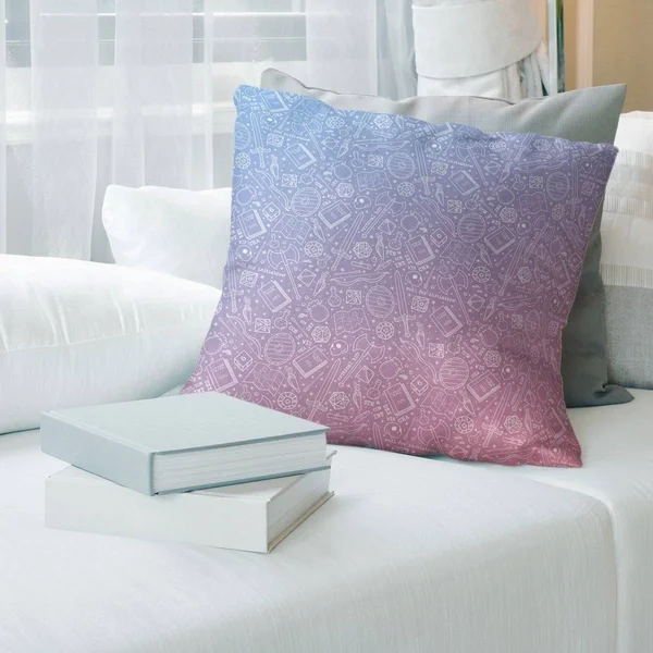 Ombre RPG Pattern with Blue Throw Pillow - 18 x 18 - Blue & Pink - Linen