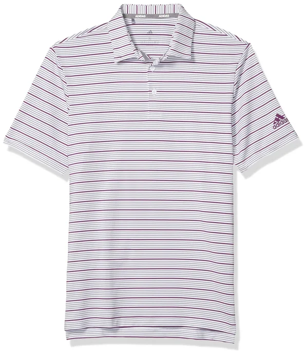 Adidas Ultimate365 Pencil Stripe Polo White/Tech Purple/Glory Purple