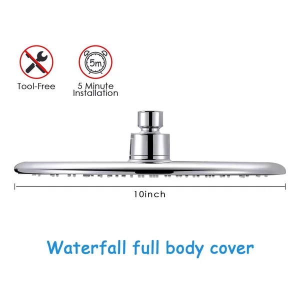 Rain Shower Head High Pressure with 10 inch Thin Plating Large Coverage Rainfall Spray Shower Relaxation and ABS Engineering Mat