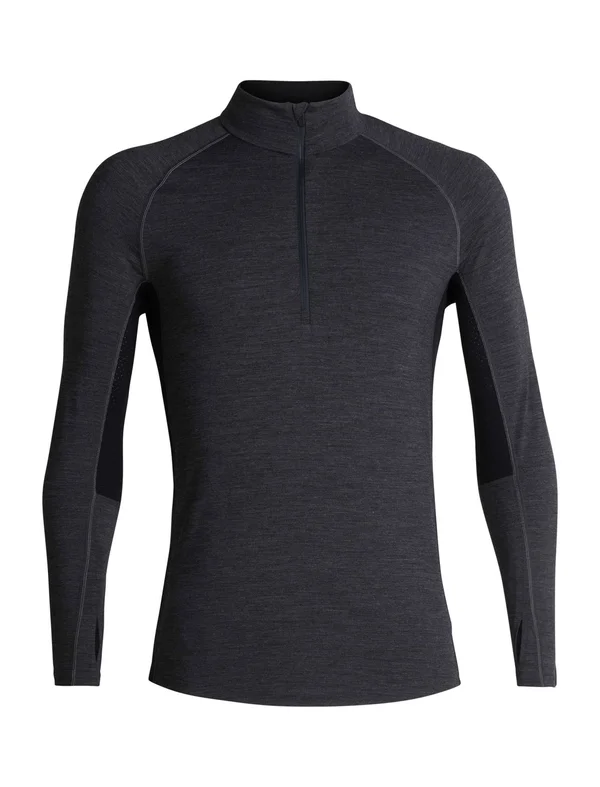 Icebreaker Bodyfitzone 200 Mens Zone LS Half Zip (Jet Heather - Black)