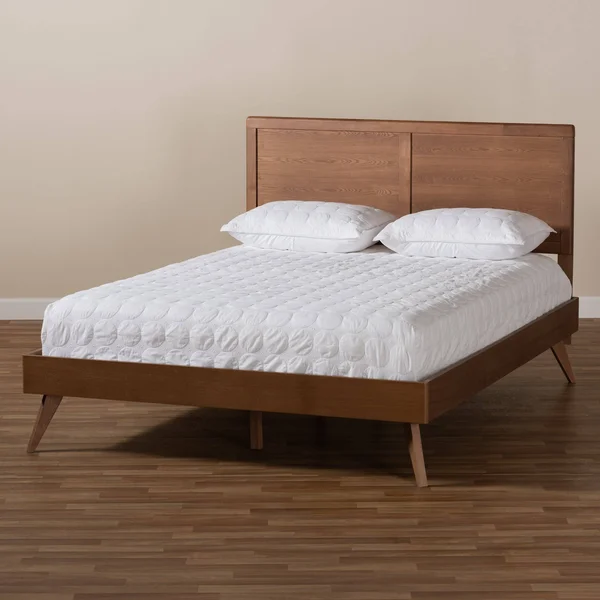 Baxton Studio Zenon Walnut Brown Wood King Platform Bed