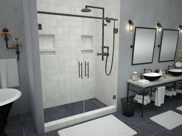 Tile Redi Single Threshold Shower Base with Designer Grate, Bronze