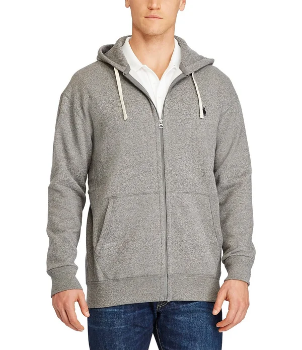 Polo Ralph Lauren Big Tall Classic Fleece Full-Zip Hoodie - Mens, 5XB, Alaskan Heather