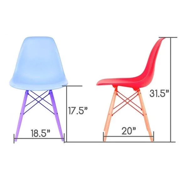Overstock CozyBlock Set of 2 Molded Black Plastic Dining Shell Chair with Beech Wood Eiffel Legs