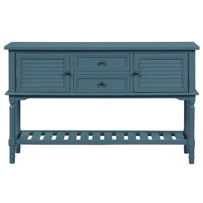U_STYLE 47'' Modern Console Table Sofa Table for Living Room with 2 Drawers, 2 Cabinets and 1 Shelf Rosecliff Heights Color: Blu