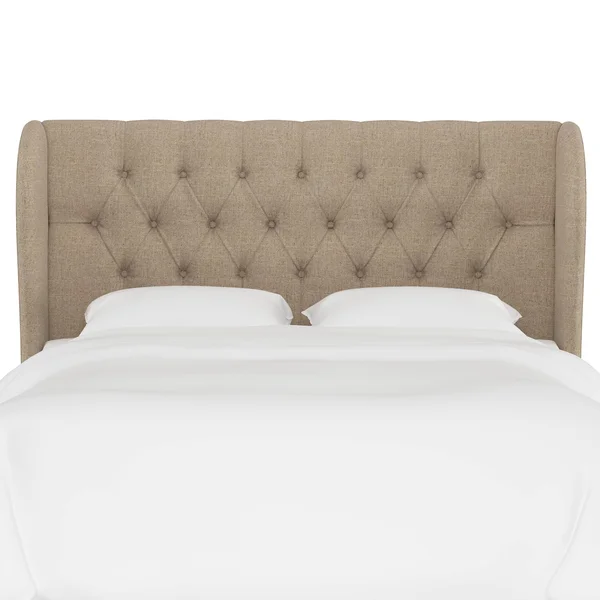 Skyline Furniture Tufted Wingback Upholstered Headboard - California King, Sandstone Linen