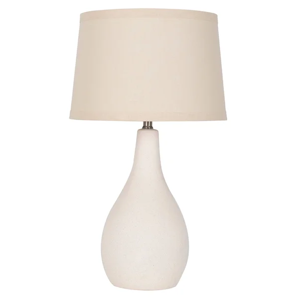 19x22 Tear Drop Textured Ceramic Table Lamp - White with Brown Shade