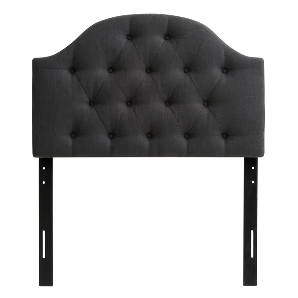 CorLiving Calera Dark Grey Single/Twin Diamond Button Tufted Fabric Arched Panel Headboard