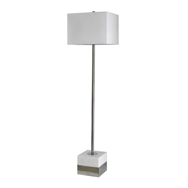 White Marble with A Polished Nickel Frame Floor Lamp - Bethel - JFL49GH-PN