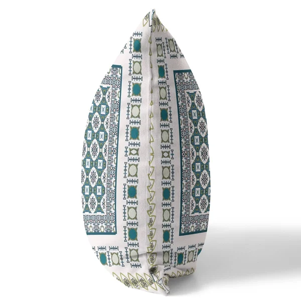 Floral Windows Suede Blown & Closed Pillow w/ Insert in White & Green 18x22x18x22