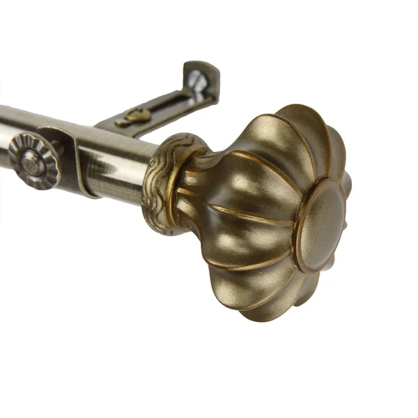 InStyleDesign Amor Adjustable Antique Brass Curtain Rod Set - 120 to 170 inch