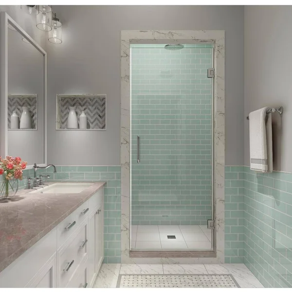 Aston SDR997EZ-CH-28580 Kinkade XL 28.25x22 W x 80x22 H Hinged Frameless Shower Door Finish: Polished Chrome