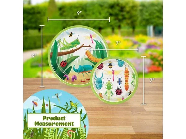 Creative Converting Birthday Bugs Party Dinnerware Bundle, Napkins, Plates, Table Cover, Bug-Themed Birthday Party, Baby Showe