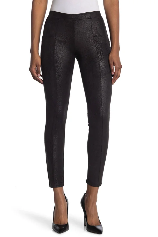 Memoi Women's Crackle Fashion Leggings - Black - Size S/M