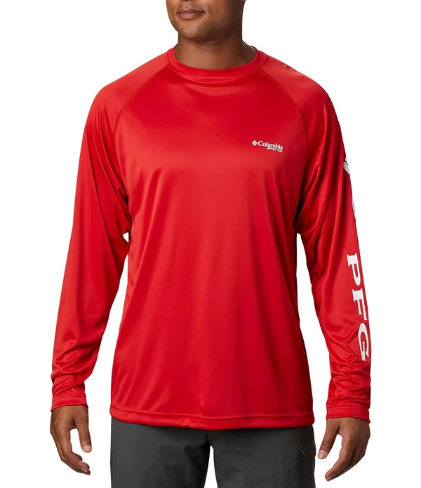 Columbia Men's PFG Terminal Tackle Long Sleeve Shirt, 3X, Red
