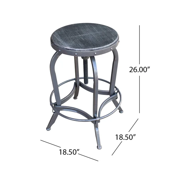 Christopher Knight Home Farmdale Reclaimed Swiveling Iron Barstool with Firwood Seat by, Size: Dark Gray Brushed + Black