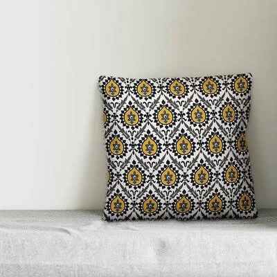 Shanice Throw Pillow World Menagerie Color: Black/Yellow - Size: 18x22 x 18