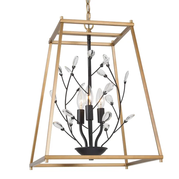 LALUZ Daenerys 3-Light Gold with Black Modern/Contemporary Chandelier - VQAEINLWS388227