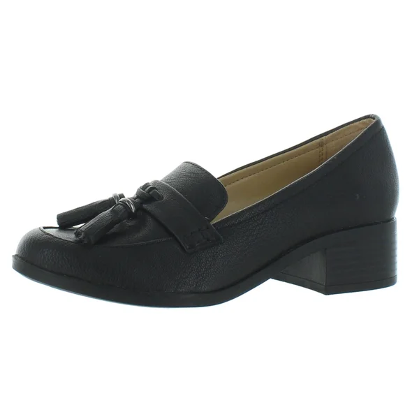Nina Womens Slip on Menswear Penny Loafers, 9.5, Black Tumbled
