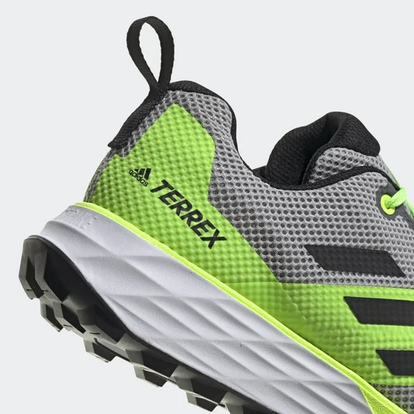 Adidas Terrex Two Trail Running Shoes - Men's - Grey Two, Core Black, Signal Green - 10.5