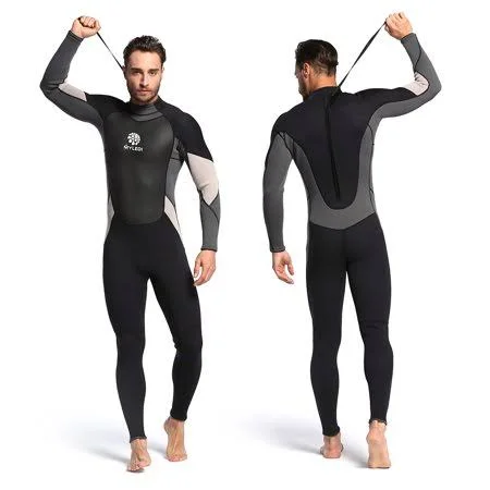 Men's 3mm Back Zip Full Body Wetsuit Swimming Surfing Diving Snorkeling Suit Jumpsuit - Size: 2XL