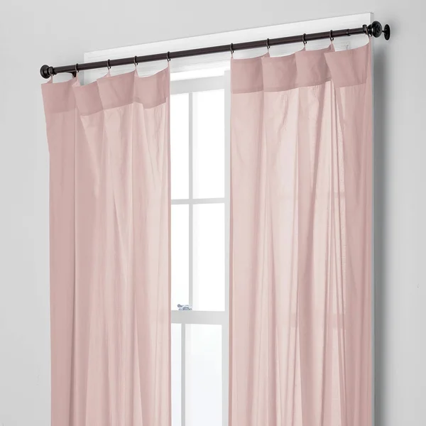 Chambray Voile Yarn-Dyed Ring Top Window Curtain - Violet Ice - Purple - Size 44X108, Cotton, The Company Store