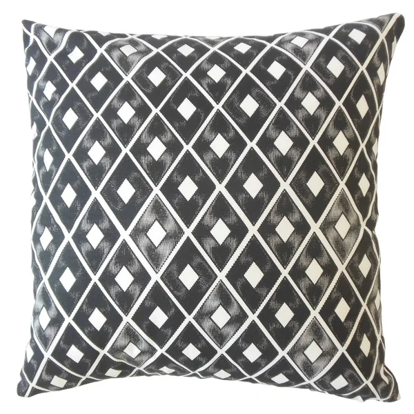 The Pillow Collection Kaffi Geometric Down Filled Throw Pillow in Black, Size: 12 x 18