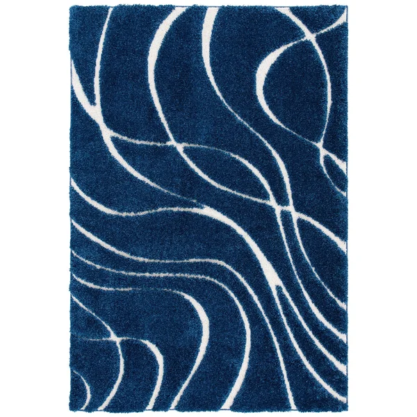 Safavieh Florida Shag Sigtraud Abstract Waves 1.2-inch Thick Rug - 11& x 15& - Ivory/Black