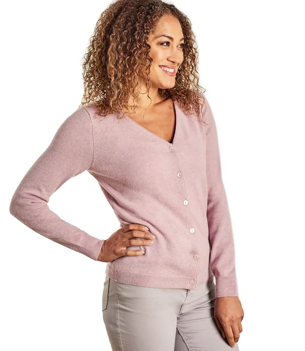 Woolovers Ladies Cashmere and Merino Luxurious V Neck Cardigan Jumper Sweater