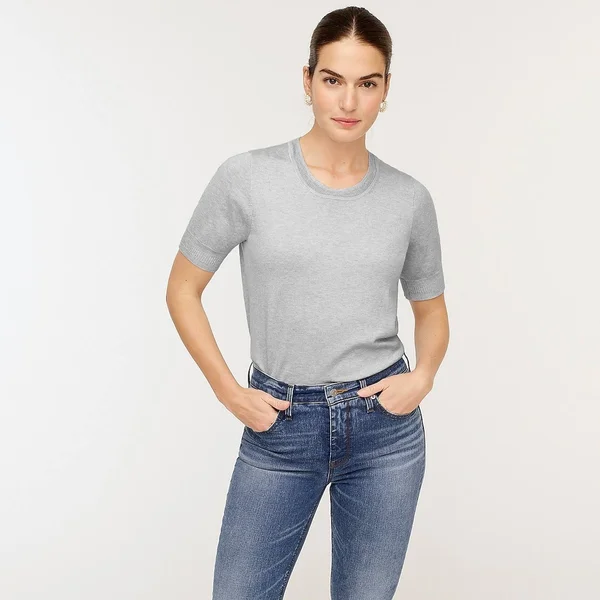 J.Crew Womens Short-Sleeve Silk-Blend Crewneck Sweater (Size X-Small)