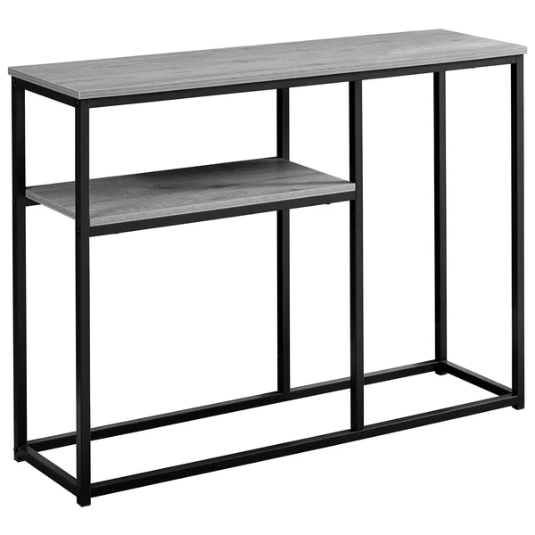 Grey Black Metal Hall Console 42nch Accent Table - Wood