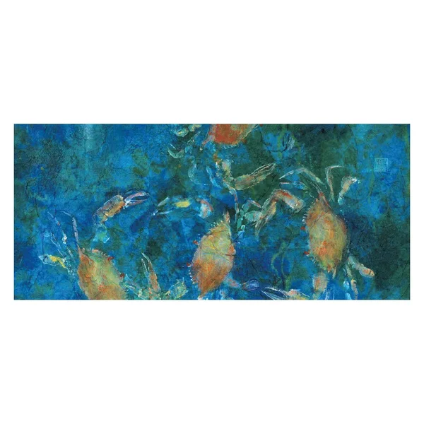 Louis Leonard Art Blue Crabs by Jim Roberts, Canvas Giclee Wall Art, 16 x 36