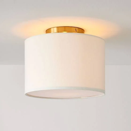 Fabric Shade Flush Mount - Flush Drum, White Linen - Flush Mounts - Ceiling Lights - Light Fixture 6115237