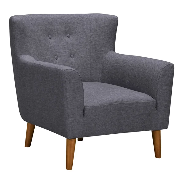 Armen Living Hyland Accent Chair in Champagne Wood Finish and Dark Grey Fabric