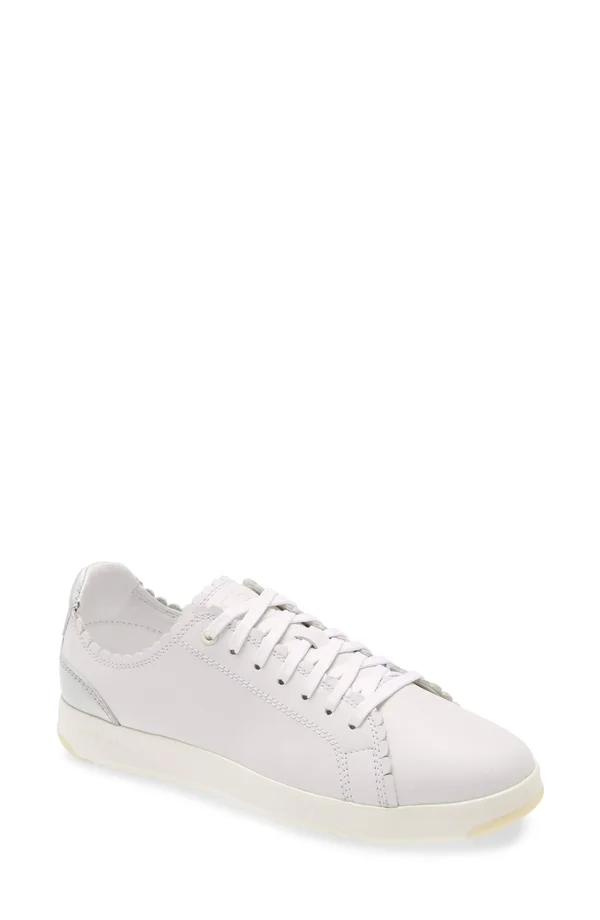 Cole Haan Grandpro Tennis Scallop Leather Sneaker - White, 9