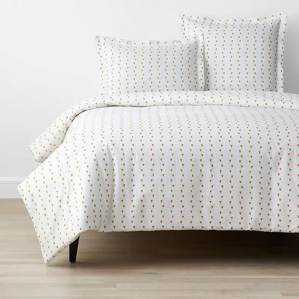 Company Organic Cotton Mini Prints Percale Duvet Cover - Hearts - Multi, Size Queen, The Company Store