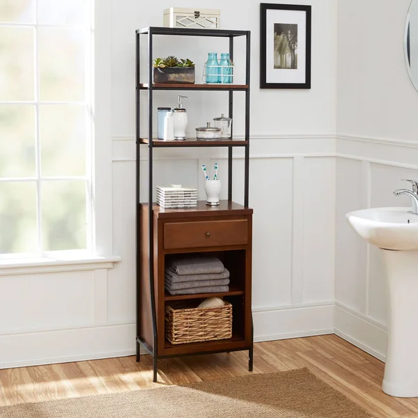 North Oaks Magnolia Bathroom Collection Storage Linen Cabinet in Espresso, Transitional, Bellacor 1935921