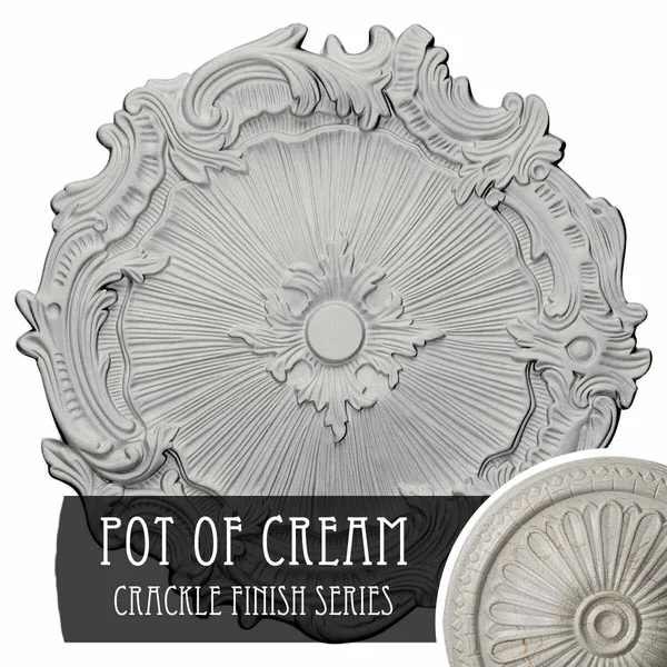 16 3/4x22OD x 1 3/8x22P Plymouth Ceiling Medallion (Fits Canopies Up to 1 5/8x22) - Hand-Painted Pot of Cream Crackle