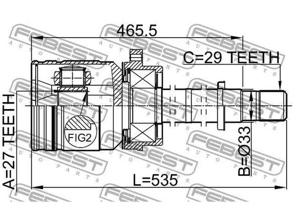 Febest 0211-J31RH Right Inner CV Joint