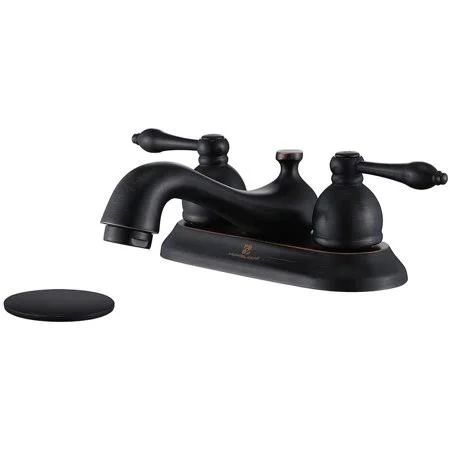Homelody 4 inch Centerset Bathroom Sink Faucet Oil Rubbed Black 2 Handles Bathroom Faucet Lavatory Faucet with Pop-Up Drain Asse