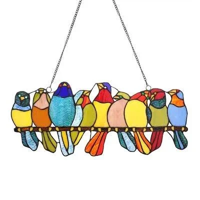 Birds Tiffany Window Panel August Grove