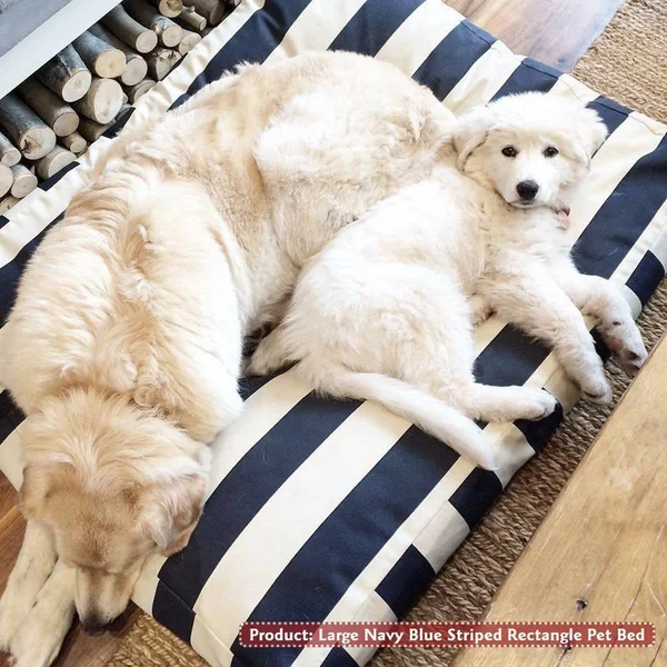Majestic Pet Navy Blue Vertical Stripe Medium Rectangle Pet Bed
