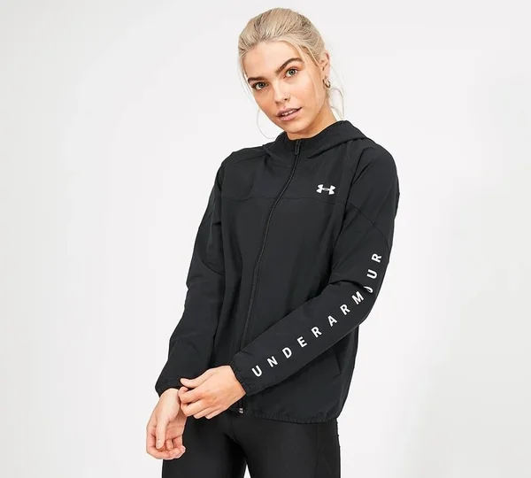 Under Armour Women's Black Woven Hooded Jacket