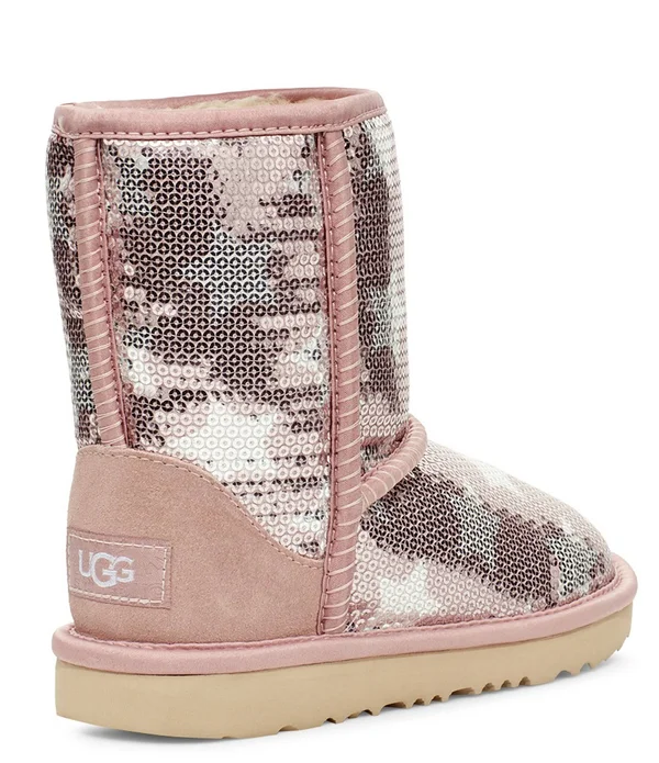 UGG Baby&s - Little Girl's & Girl's Classic Short II Sequin Star Sheepskin Boots - Pink - Size 6 (Child)