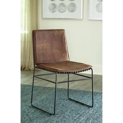 Conco Upholstered Dining Chairs Vintage Brown and Dark Gunmetal (Set of 2) 17 Stories