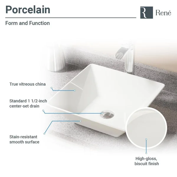 Rene R2-5010-B-R9-7001 Biscuit Porcelain Vessel Sink with Vessel Faucet and Vessel Pop-Up Drain - Antique Bronze