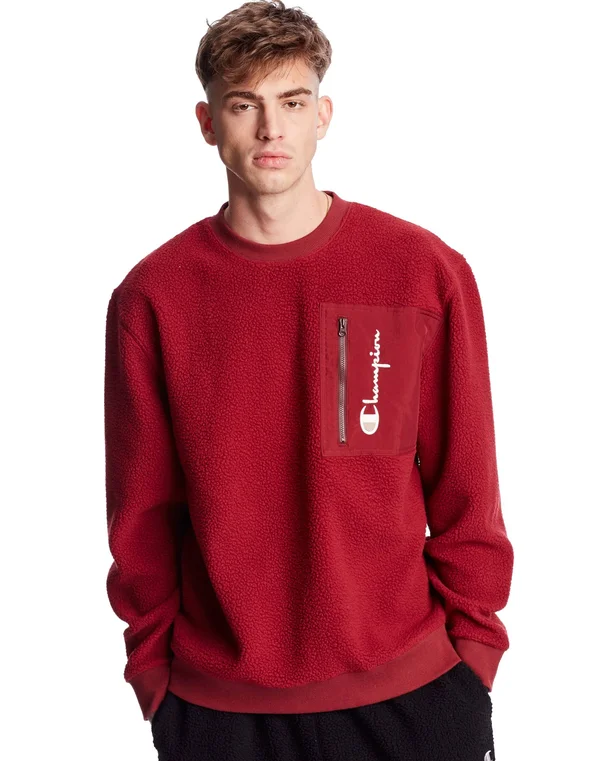 Champion Life Sherpa Crew Men's Clothing Sepia Red : XL